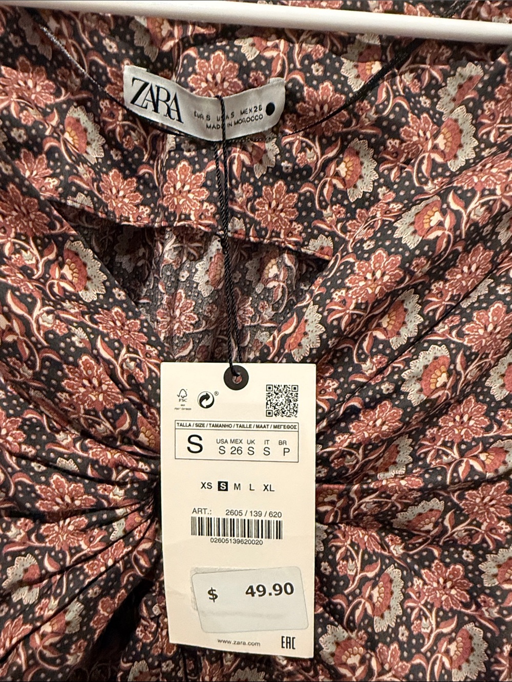 Zara Floral Twist-Front Crop Top in Pink and Black - Picture 2 of 6